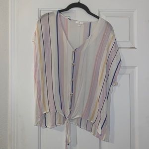 Flowy tie front boxy blouse